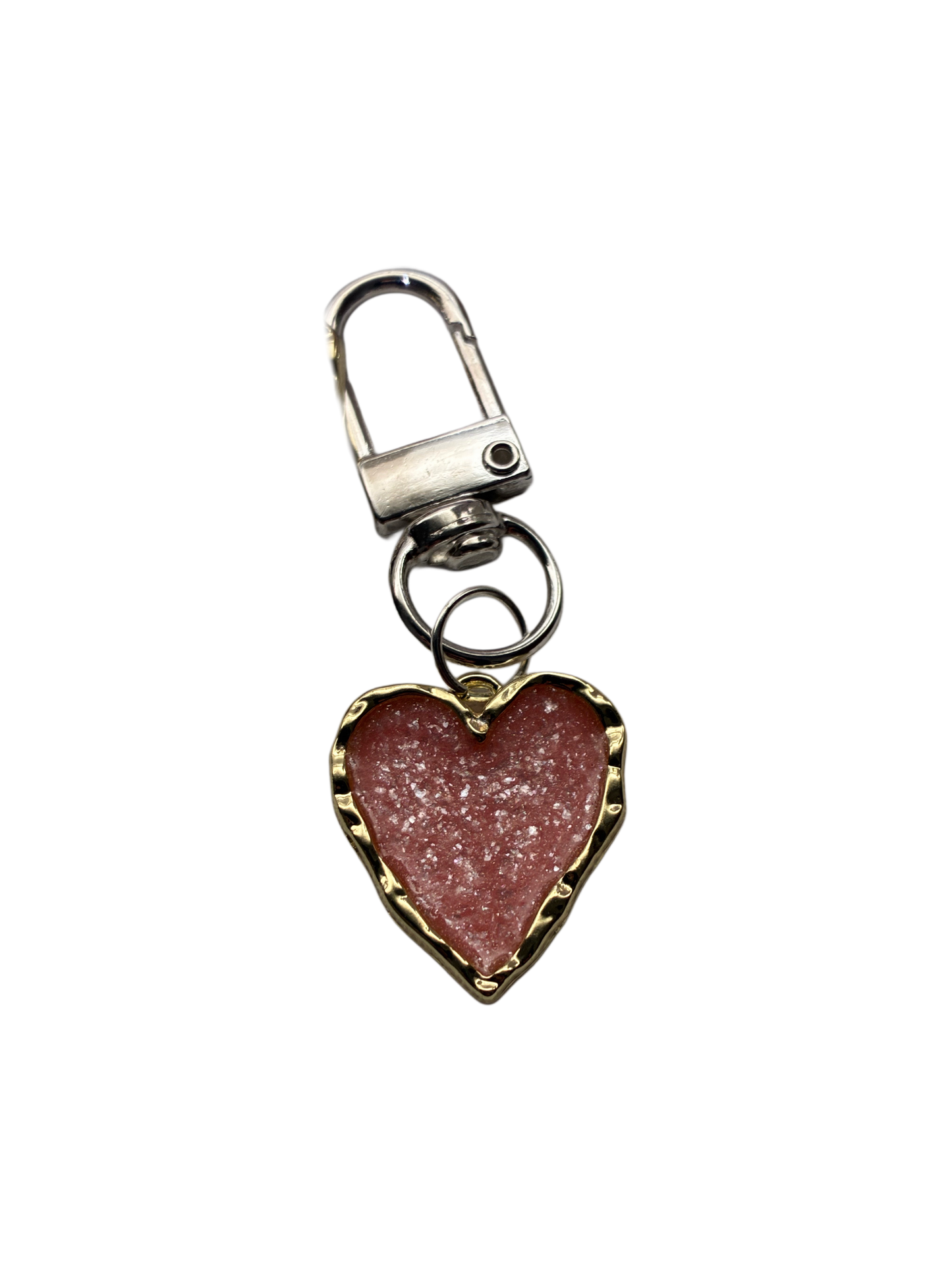 Etiqueta de corazón de cuarzo rosa